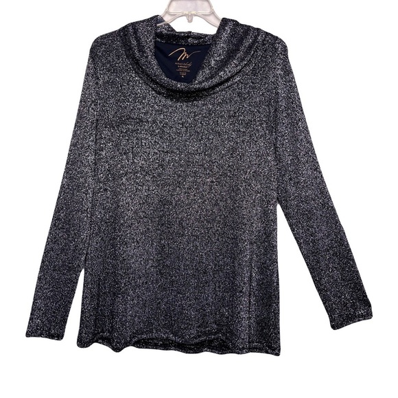 Miraclesuit | Miraclebody Black Silver Metallic Cowl Neck Sweater, XL - Picture 1 of 8